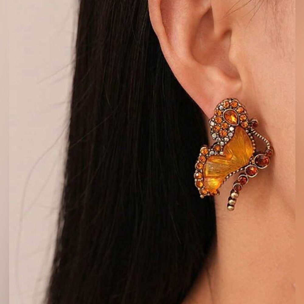 Orange Butterfly Earrings Q480
